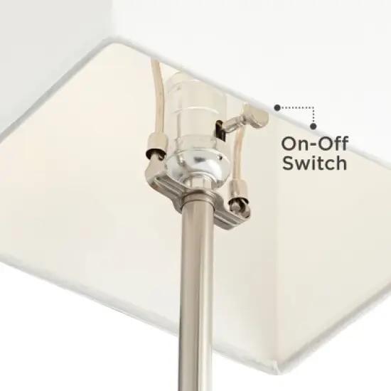 360 Lighting Franco Modern Table Lamps 26 1/2" High Set of 2 Brushed Nickel with USB Charging Ports White Square Shade for Bedroom Living Room Desk image {2}