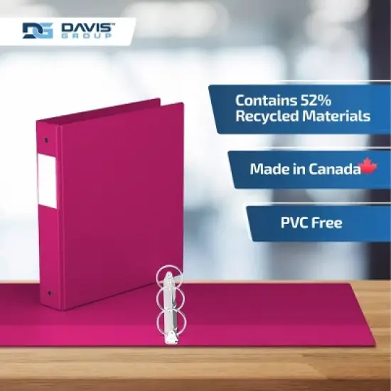 Davis Group 6pk 1.5" Premium Economy Round Ring Binders Pink: Hard Cover, 275 Sheet Capacity, 2 Pockets, Polypropylene image {6}