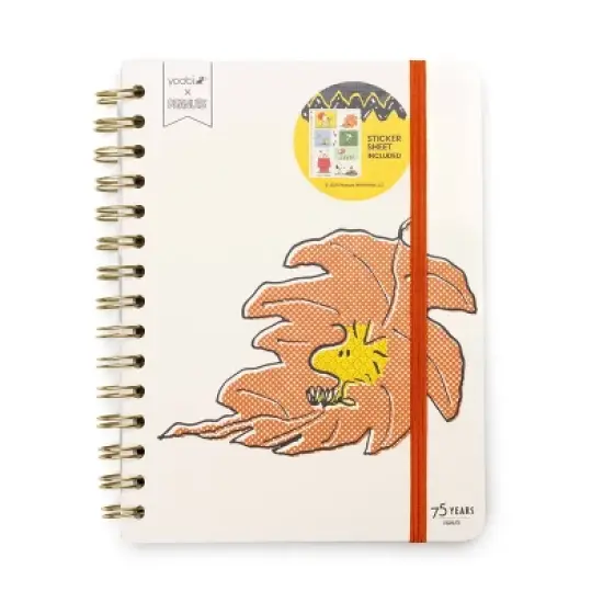 Yoobi Peanuts 6"x8" Spiral Journal with Elastic Band Woodstock Leaf image {5}