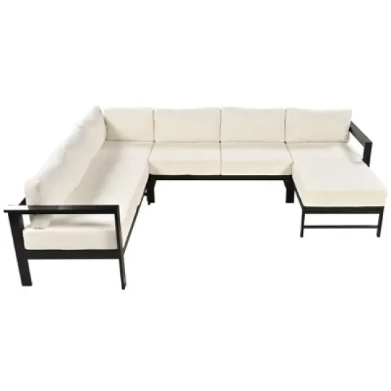 FIONECA Multi-Person Outdoor Sofa Set, White, Weather-Resistant Patio Furniture for Garden, Backyard, Balcony image {7}