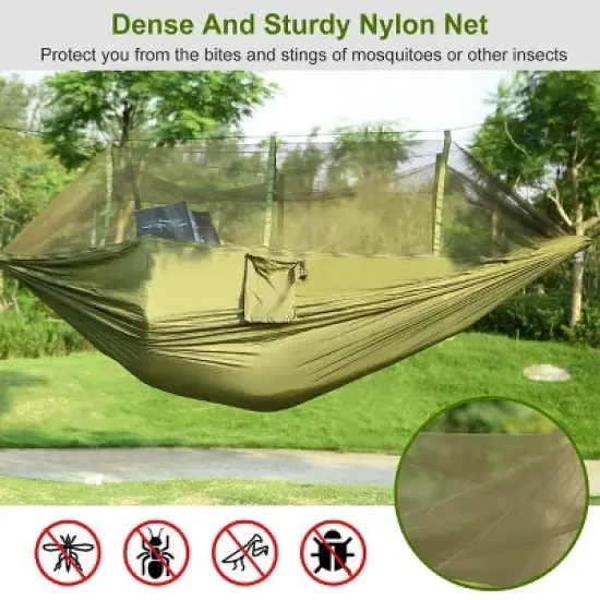 Camping Hammock with Mosquito Net, Portable Double Hammock Tent Load Two People with 2 Straps image {3}