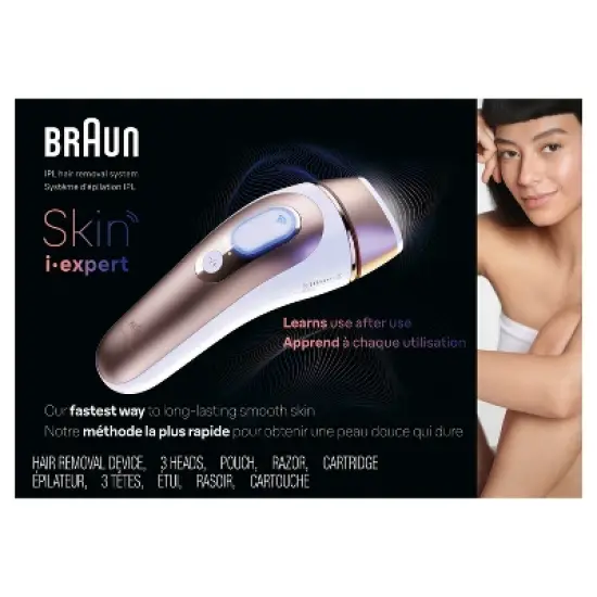 Braun Skin i-Expert PL7243 IPL Device Laser Hair Removal Kit with 3 Smart Heads and Soft Vanity Case image {1}