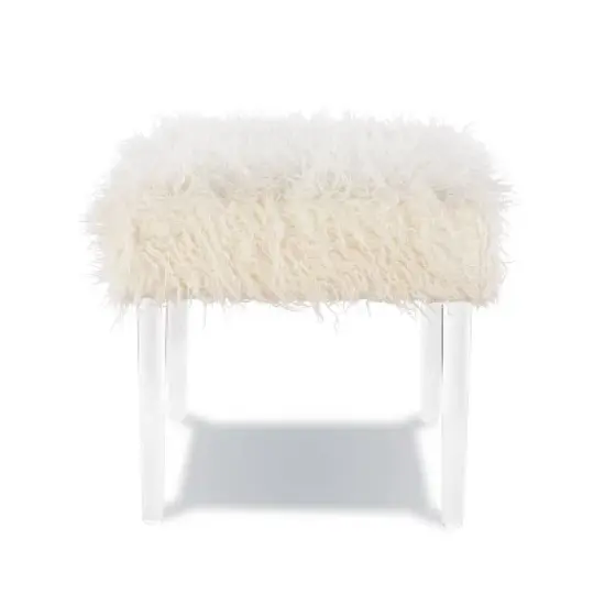 Faux Flokati Acrylic Leg Bench White - Linon image {2}