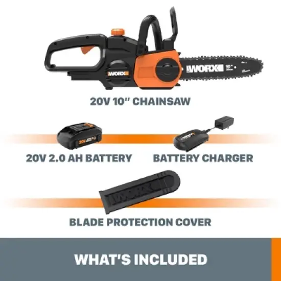 Worx WG322 20V Power Share 10" Cordless Chainsaw with Auto-Tension image {1}