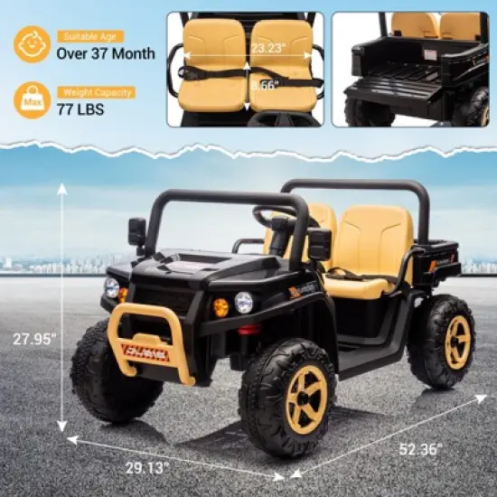 24v Ride On Dump Truck, 2 Seater Electric Ride On Car Toy for Kids, Battery Powered UTV image {3}