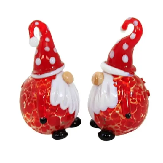 Tabletop 3.0 Inch Gnome Salt And Pepper Set , Blown Glass Santa (2PC) image {2}