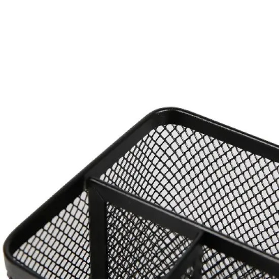Mesh Pencil Holder Black - Brightroom&trade;: Steel Desk Organizer, Office Supplies, Pen Holder, 3.98" Height, Width, Depth image {2}