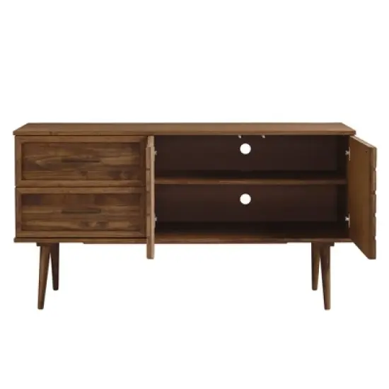 58" Modern Boho Solid Pine Wood Closed Storage Sideboard Brown - Saracina Home image {16}