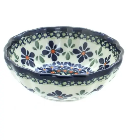 Blue Rose Polish Pottery 1518 Zaklady Small Scallop Dish image {2}