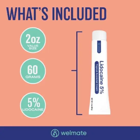 WELMATE Lidocaine 5% Maximum Strength Pain Relief Cream - 2oz image {4}