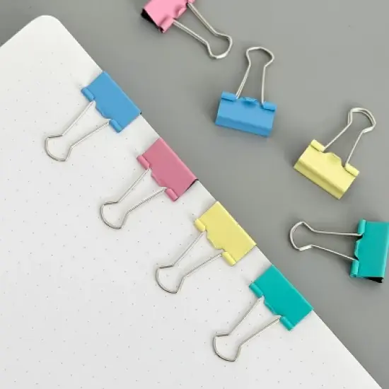 Wrapables Multicolor Binder Clips for Office, Paper Clamps, Paper Clips, (Set of 48) Medium image {3}