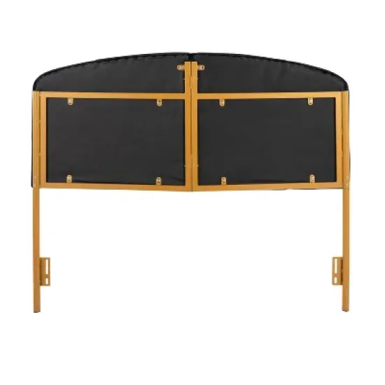 Queen Lindsey Velvet Upholstered Headboard Black/Gold - Lumisource: Plush Padded, Chic Tufting, Steel Frame, Spot Clean image {3}