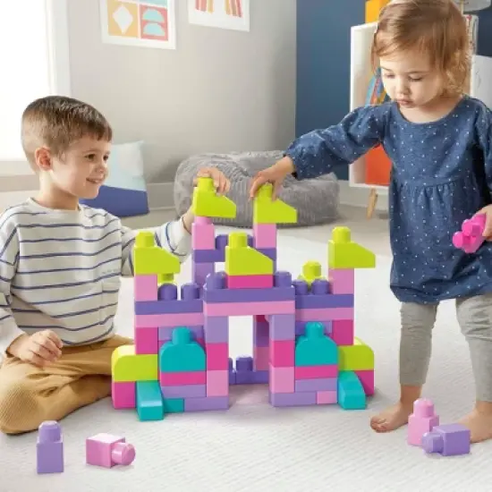 MEGA BLOKS Big Building Bag - Pink 80pcs image {1}