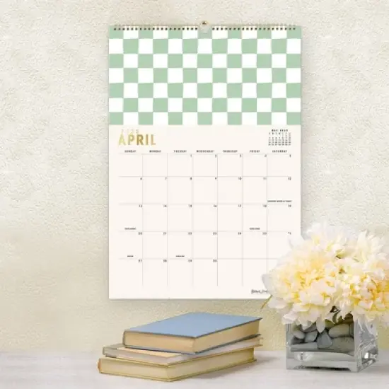 Blue Sky Brook Gossen Wall Calendar 12x17 Monthly Wirebound (15 Month) Green Check Undated image {1}