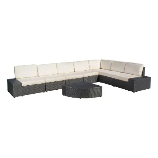 Santa Cruz 8pc Wicker Sectional Gray - Christopher Knight Home image {1}