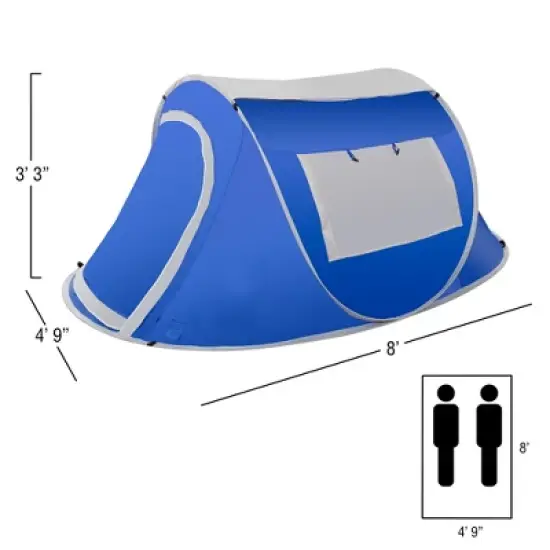 Leisure Sports 2-Person Water-Resistant Barrel Style Pop-Up Tent for Camping - With Rain Fly, Carry Bag, and Sunchaser - Blue image {3}