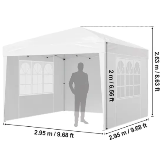 VEVOR Pop Up Canopy, 10 x 10 ft, Instant Pop Up Gazebo Tent, Portable Easy Up Canopy with 3 Sidewalls & 2 Ventilated Windows, 3 Height Settings image {7}