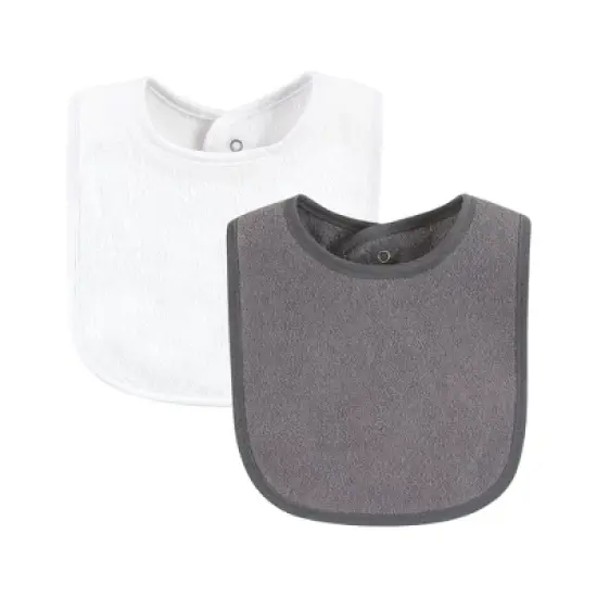 Hudson Baby Drooler Bib with Waterproof Lining, Gray Orange, One Size image {3}