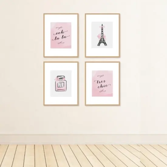 Big Dot of Happiness Paris, Ooh La La - Unframed Eiffel Tower Nursery and Kids Room Linen Paper Wall Art - Set of 4 - Artisms - 8 x 10 inches image {2}