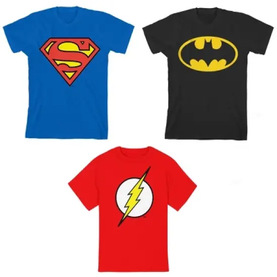 DC Superhero Logos Youth 3-Pack Crew Neck Short Sleeve T-shirts image {4}