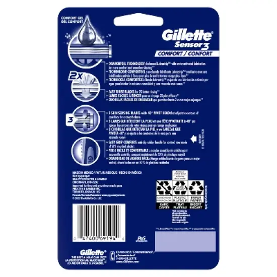 Gillette Sensor3 Comfort Men's Disposable Razors - 12ct image {2}