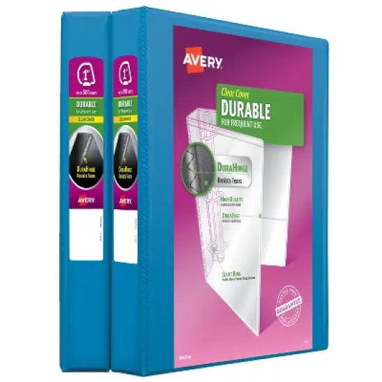 Avery 1" Durable View Binder, Slant Ring, 2 Blue Binders (17014) image {7}
