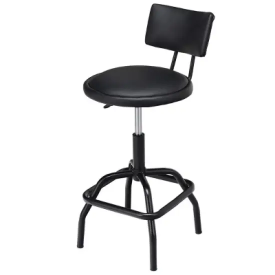 Costway Adjustable Swivel Bar Stool PU Leather Steel Frame Chair W/Backrest&Footrest Low Back image {7}