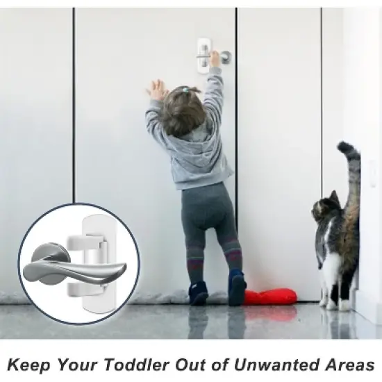 Childproof Door Lever Lock,(2 Pack) Prevents Toddlers Pets From Opening Doors, Door Handle Lock for Babyproofing image {1}