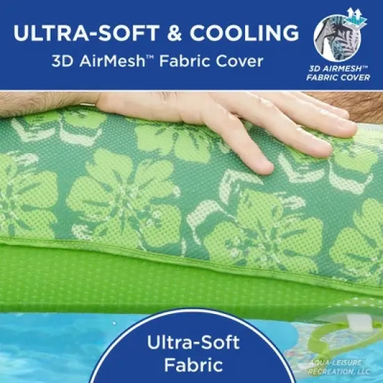 Aqua Leisure Zero Gravity Comfortable Hammock Style Inflatable Swimming Pool Chair Lounge Float w/ Leg and Arm Rests, Floral Trip Lime Green, 2 Pack image {3}