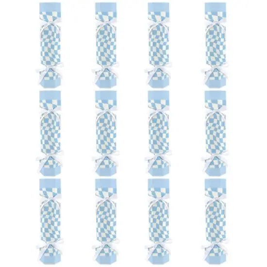 Big Dot of Happiness Blue Checkered Party - No Snap Party Table Favors - DIY Cracker Boxes - Set of 12 image {3}