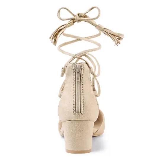 Allegra K Women's Pointed Toe Block Heels Lace Up Pumps image {2}