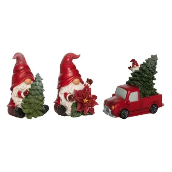Transpac Light Up Glitz Gnome Decor Set of 3 Christmas Home Decorations Resin Decorative Objects image {1}