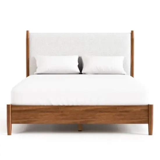 HOMES: Inside + Out 3pc Full Riverstone Mid-Century Modern Boucle Bedroom Set with 2 Nightstands Walnut image {14}