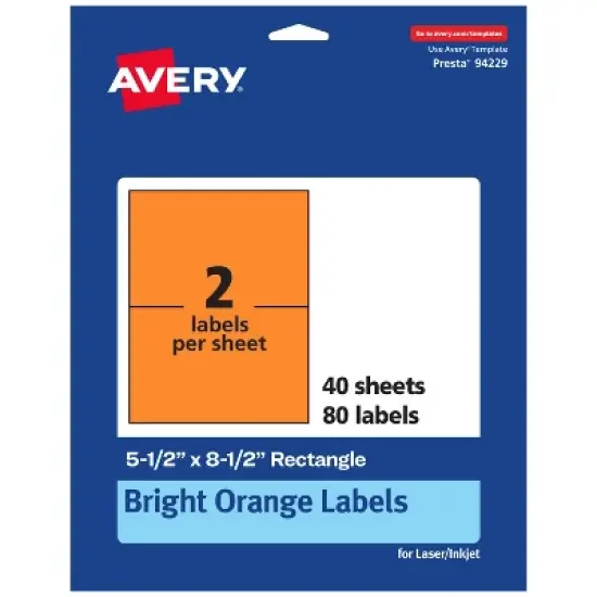 Avery Bright Orange Paper Labels, 5.5" x 8.5" Rectangle image {11}