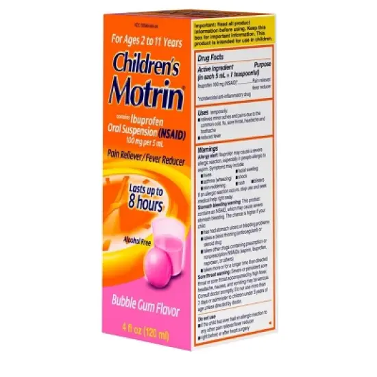 Children's Motrin Pain Reliever/Fever Reducer Liquid - Ibuprofen (NSAID) - Bubble Gum - 4 fl oz image {6}