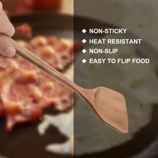 Unique Bargains Wooden Turner Pan Stir Frying Spatula Wok Kitchen Essential Cookware for Cooking Baking Flipping Brown 1 Pc image {2}