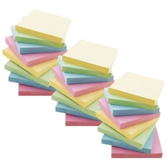 BAZIC Products&reg; Stick On Notes, 3" x 3", Assorted, 100 Sheets, 12 Per Pack, 3 Packs image {6}