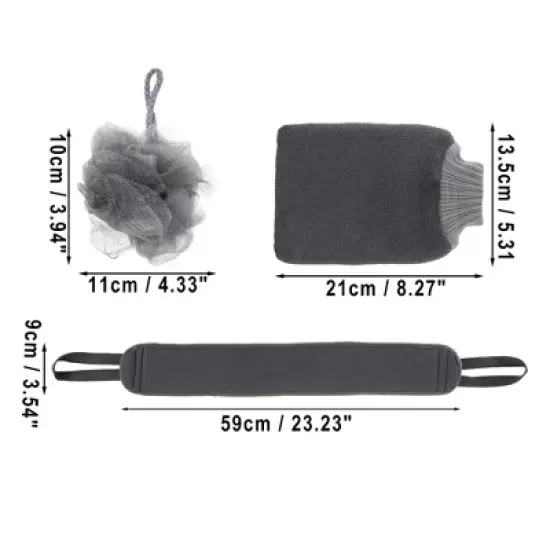 Unique Bargains Bath Brush Set 23.23"x3.54" Gray 1 Set image {3}