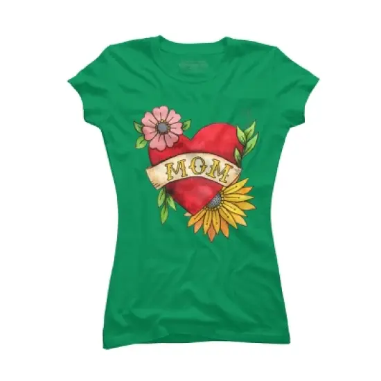 Junior's Design By Humans Watercolor Flower Mom Tattoo By latheandquill T-Shirt image {5}