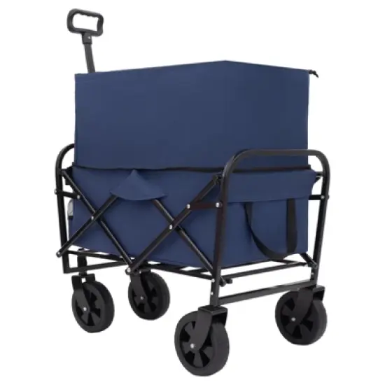 DSVIMOY Extention Collapsible Foldable Wagon Cart, Grocery Cart for for Camping Shopping Sports Gardeing Fishing, Dark Blue, 25.98"*17.32"*37.4" image {4}