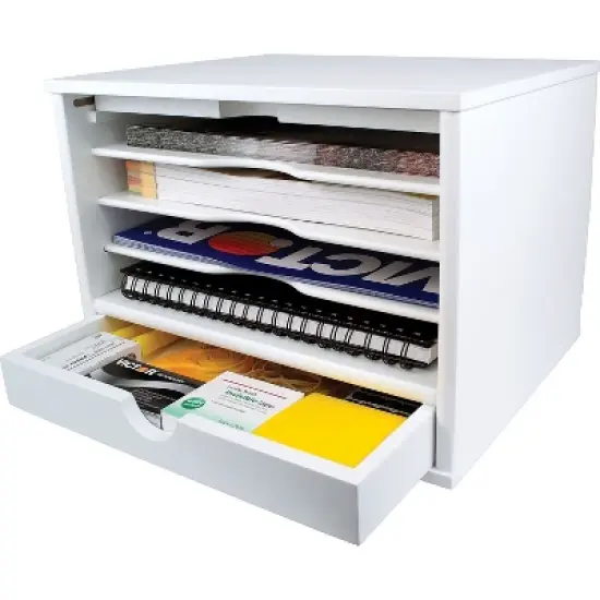 Victor Technology LLC Desktop Organizer 4 Shelf Drwr 13-1/4"x10-1/2"x9-2/5" WE W4720 image {3}