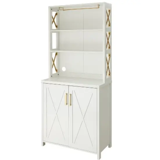 Home Source Elegant Charcoal Bar Cabinet | kitchen Cabinet with Microwave Stand image {9}