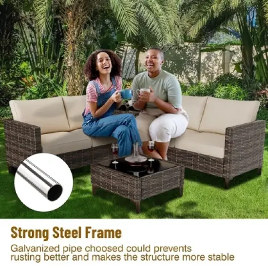 Outdoor PE Wicker Furniture Set 4 Piece image {4}