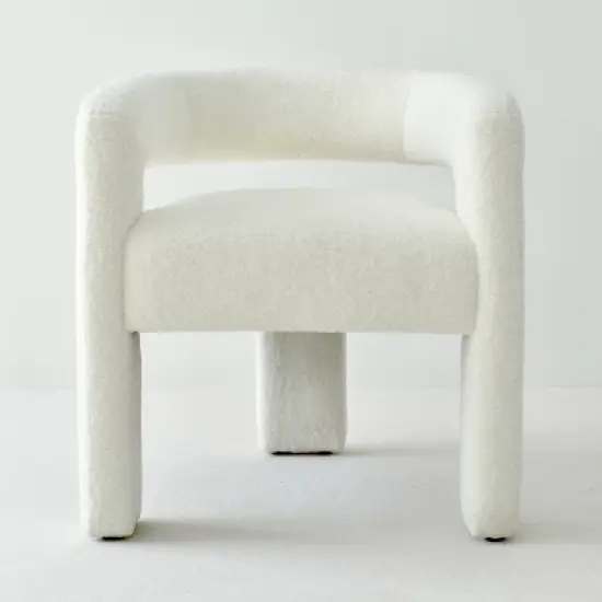 ZEN 25" Wide Contemporary Design Faux Shearling Boasting Curved Streamlined Silhouette Armrest Accent Barrel Chair-The Pop Maison image {10}