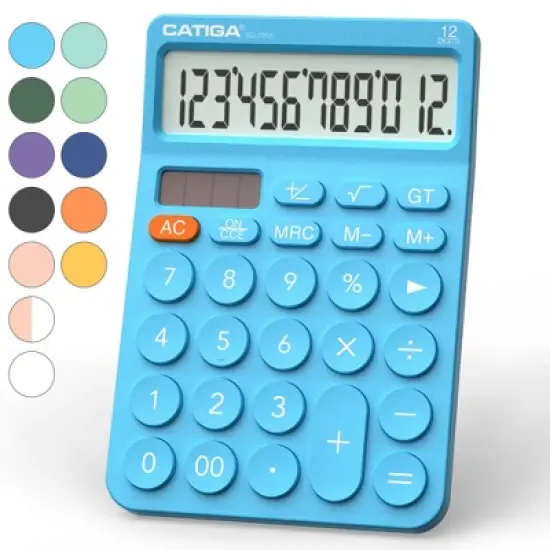 CATIGA 12-Digit Desktop Calculator, Large LCD, Big Buttons, Solar & Battery Dual Power, Standard Functions for Office, Home, School - SD-1292 image {10}