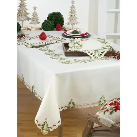 Saro Lifestyle Nostalgic Holiday Christmas Tree Tablecloth image {1}
