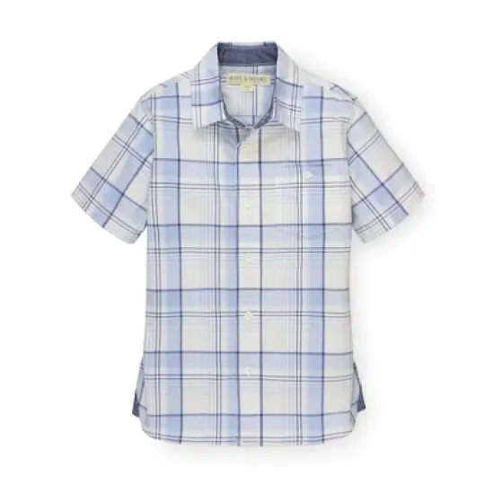 Hope & Henry Boys' Stretch Short Sleeve Button Down Shirt, Infant image {9}