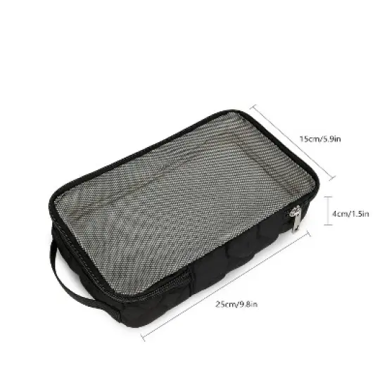 Itopfox 2-Pack Waterproof Hanging Diaper Bags, Reusable & Washable Organizer Pouches for Baby Clothes, Swimsuits & More (Black & White) image {5}