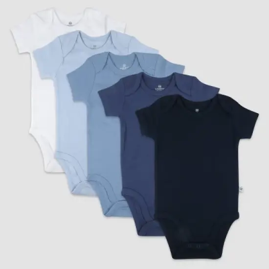 Honest Baby Boys' 5pk Short Sleeve Bodysuit - Blue image {2}