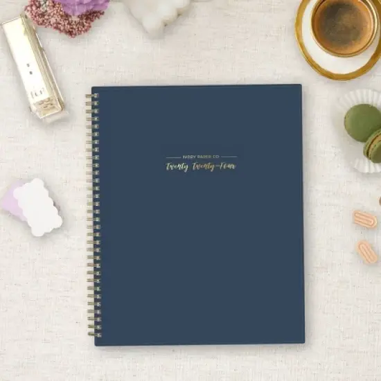 Ivory Paper Co 2024 Planner 11"x8.5" Weekly/Monthly Wirebound French Navy image {1}